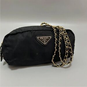 Prada Black Shoulder Bag with Gold Chain